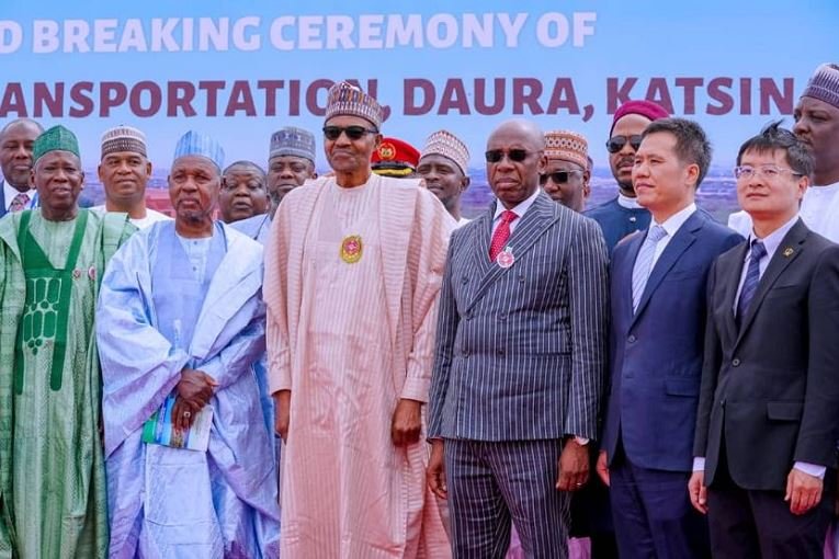 President Muhammadu Buhari at the groundbreaking of the Transportation University in Daura, Katsina State