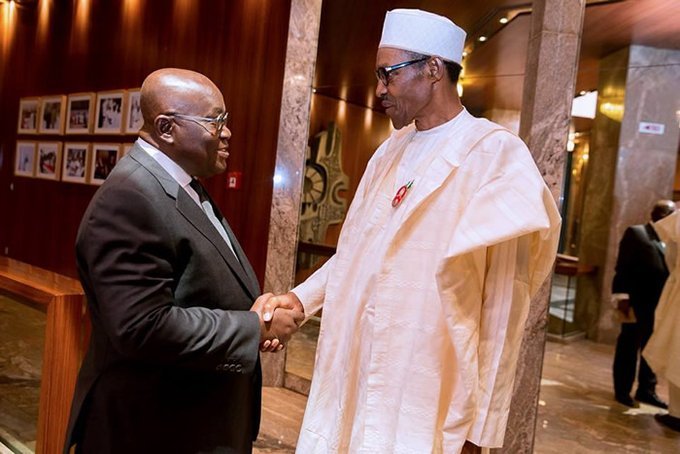 Ghana President Nana Akufo-Addo and President Muhammadu Buhari of Nigeria