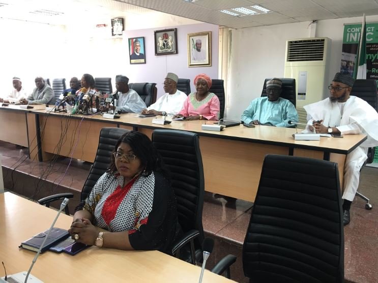 INEC chairman, Mahmood Yakubu addressing the media on Friday, 14 February 2020