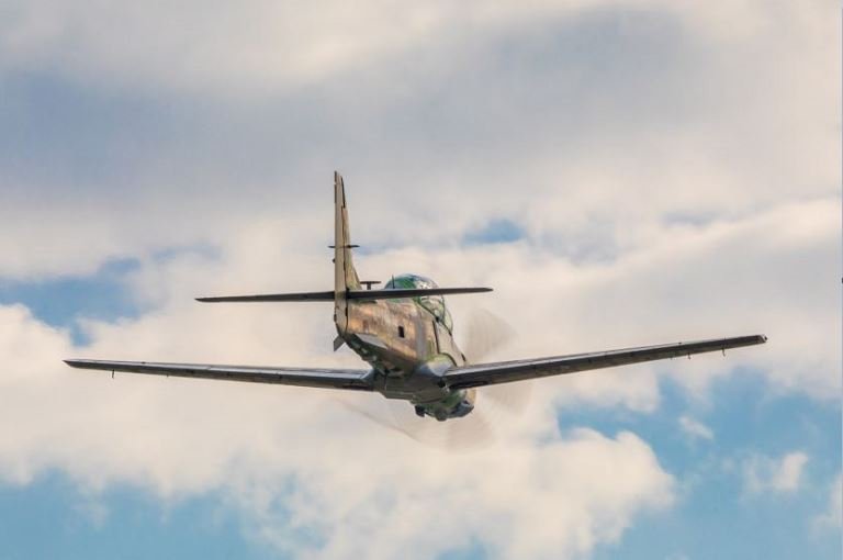 Nigerian Air Force A29 Super Tucano completed its inaugural flight at its production facility in Jacksonville, Florida Photo: Embraer international flight