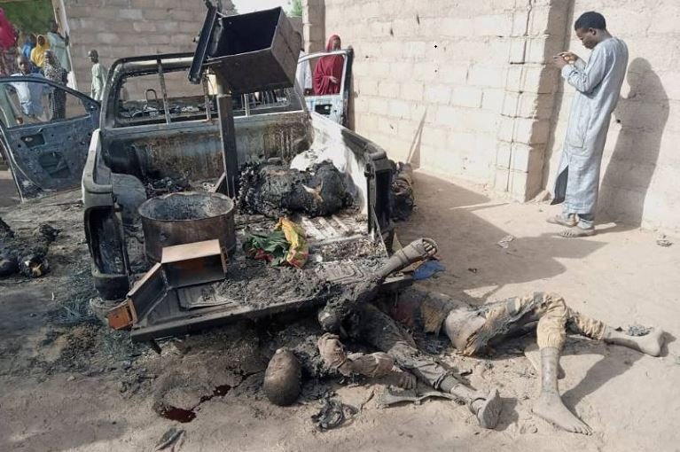 Charred bodies of Boko Haram fighters in Buni Gari, Yobe state