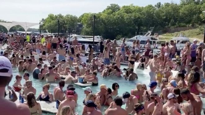 In Missouri, revellers partied on the Lake of the Ozarks, violating social-distancing rules on Memorial Day