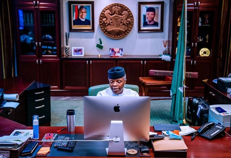 Vice President Yemi Osinbajo during an interview with convener and moderator of The Platform