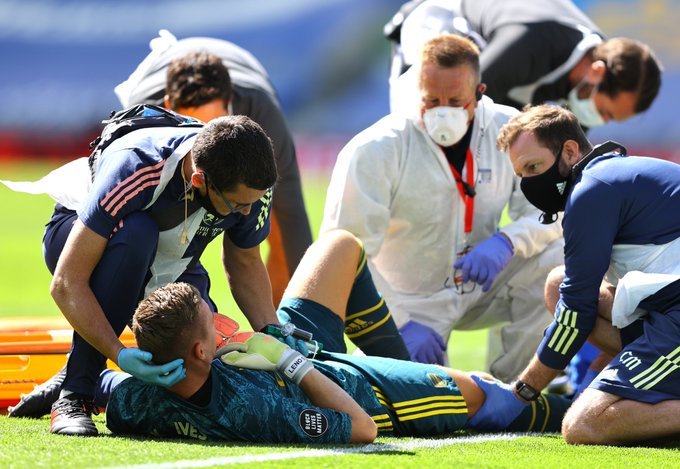 Bernd Leno stretchered off