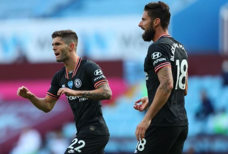 Christian Pulisic and Olivier Giroud both scored for Chelsea against Aston Villa