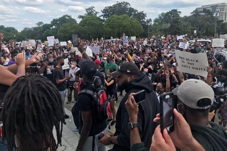 Peaceful protest for George Floyd in downtown Baton Rouge, Louisiana