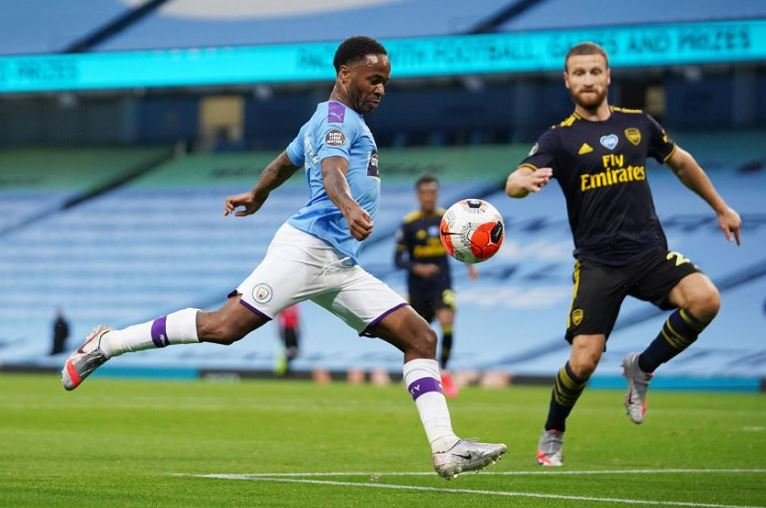Raheem Sterling scored his first goal of 2020 as Manchester City beat Arsenal