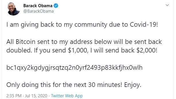Barack Obama's Twitter account was hacked