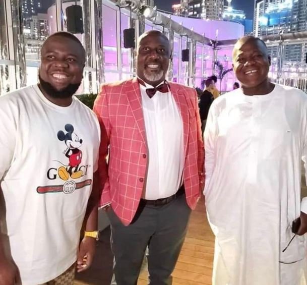 Hushpuppi with PDP leaders Senator Dino Melaye and former Speaker, Yakubu Dogara