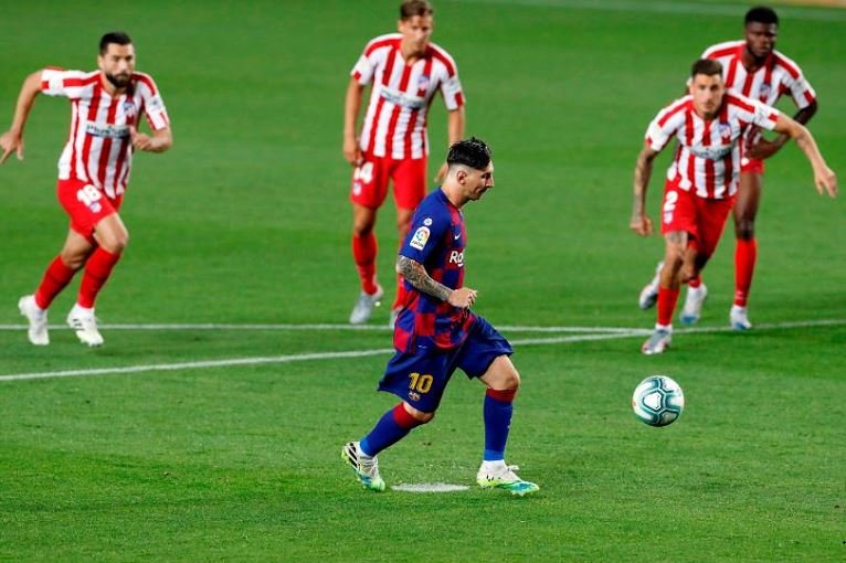 Lionel Messi scored his 700th career goal with a Panenka penalty against Atletico Madrid in the league