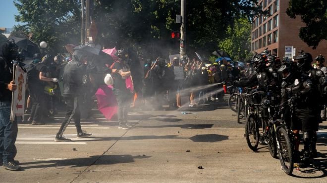 Police used pepper spray against protesters in Seattle