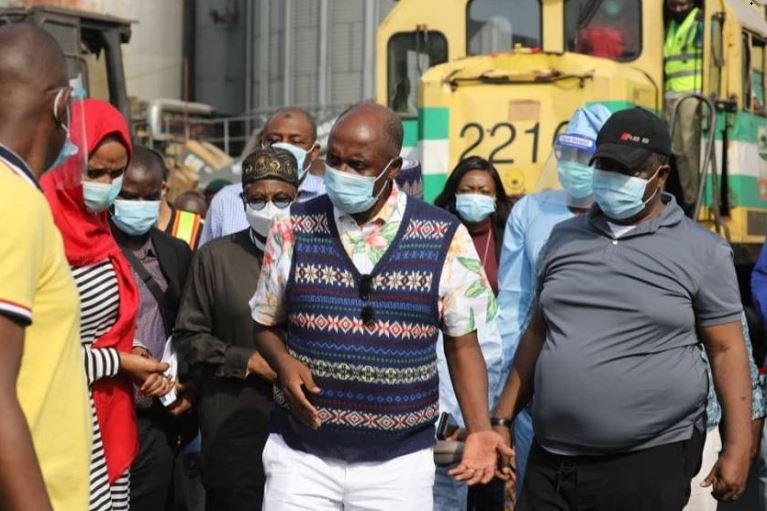 Transportation Minister, Rotimi Amaechi and Information Minister, Lai Mohammed inspected the Lagos-Ibadan Standard Gauge Rail Line