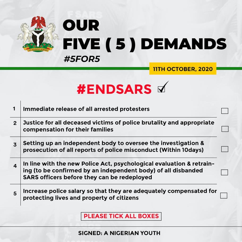 Five point demand of protesters