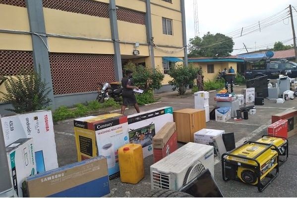 Some of the looted home appliances recovered by the Lagos Police Command