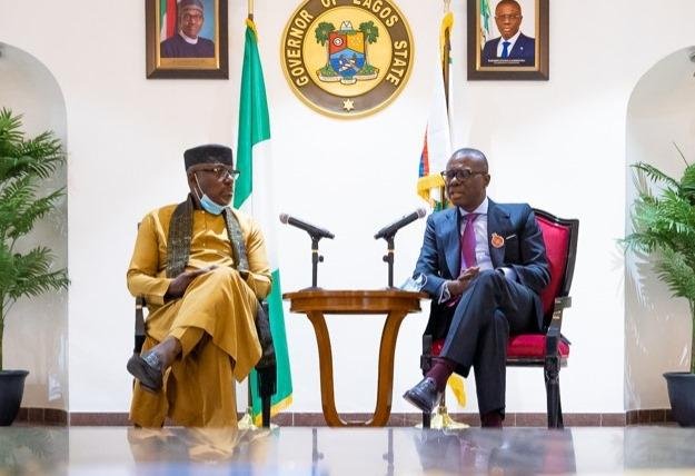 Former Imo governor, Rochas Okorocha pays a visit to Governor Babajide Sanwo-Olu following #EndSARS protests that ravaged the state