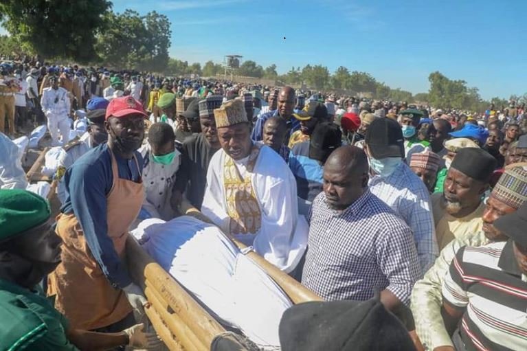 Governor Babagana Zulum leads residents to bury 43 farmers killed by Boko Haram