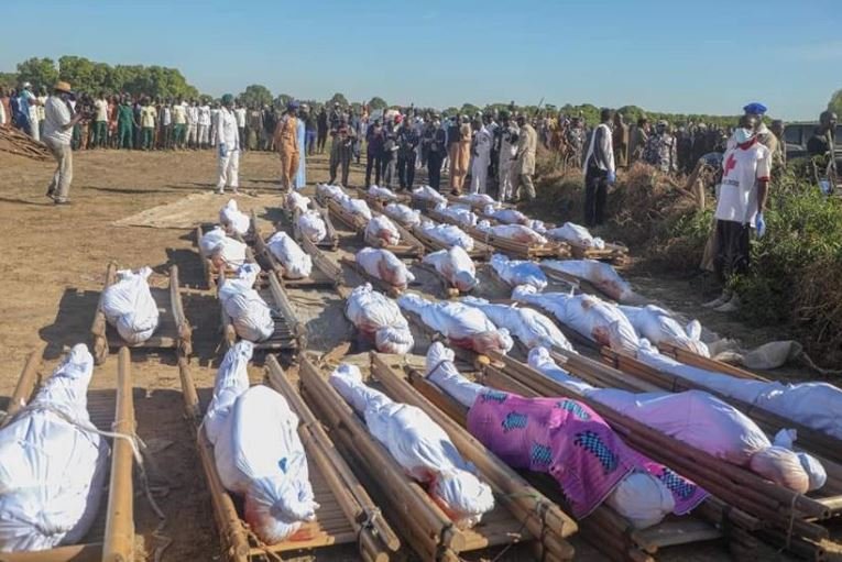 Some of the slain bodies before they were buried in Zabarmari, Jere LGA, Borno State