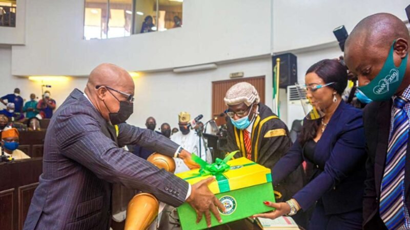 Ogun State Governor Dapo Abiodun (left), during presentation of the state’s N339 billion 2021 budget proposal to the House of Assembly