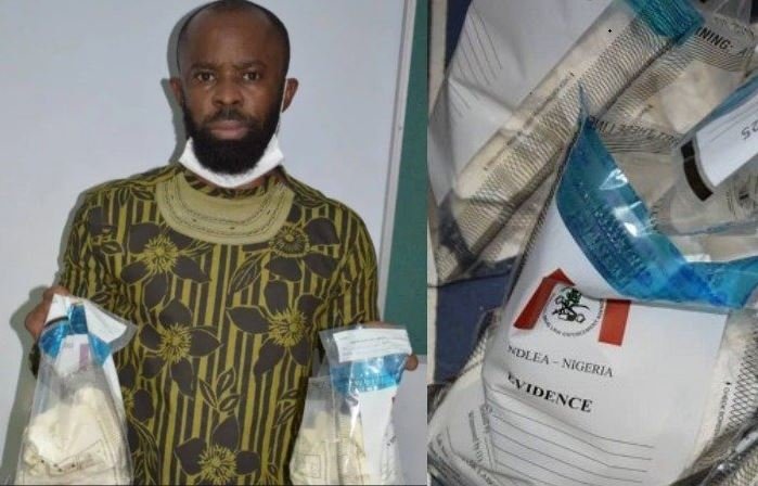 Nigerian groom, Elechi Adendu Kingsley was arrested for smuggling cocaine into Nigeria from Brazil