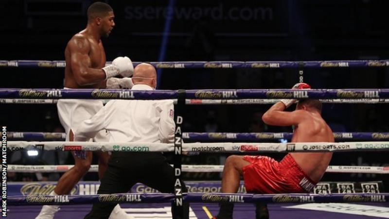 Joshua knocked Pulev twice to the ground in round three and twice more in the ninth and final round