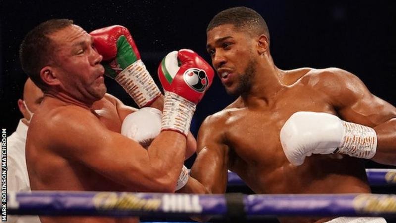 Joshua (right) found repeated success with his explosive right uppercut
