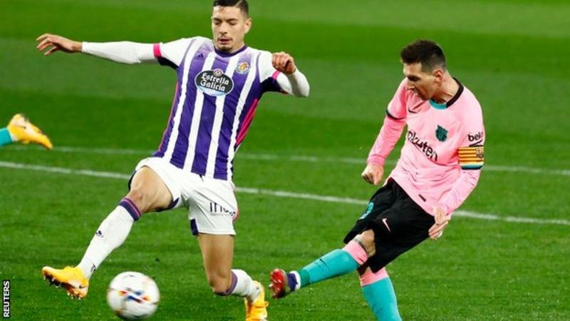 Lionel Messi's 644th Barcelona goal came in the 65th minute of their win over Real Valladolid