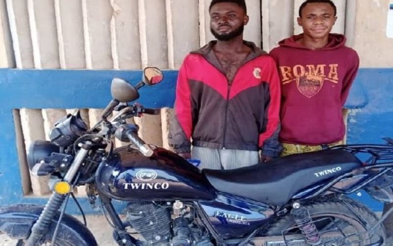The duo were arrested for stealing company's motorbike