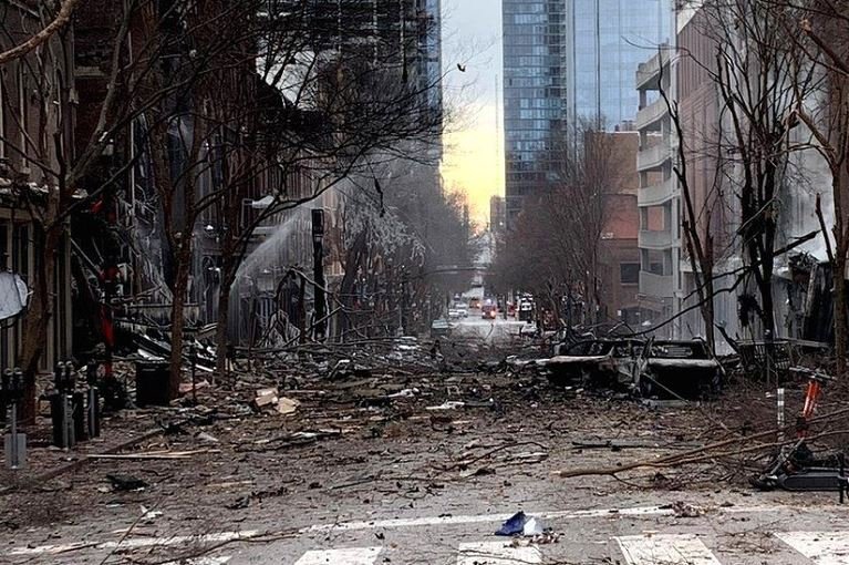 The powerful explosion damaged buildings and felled trees in Nashville
