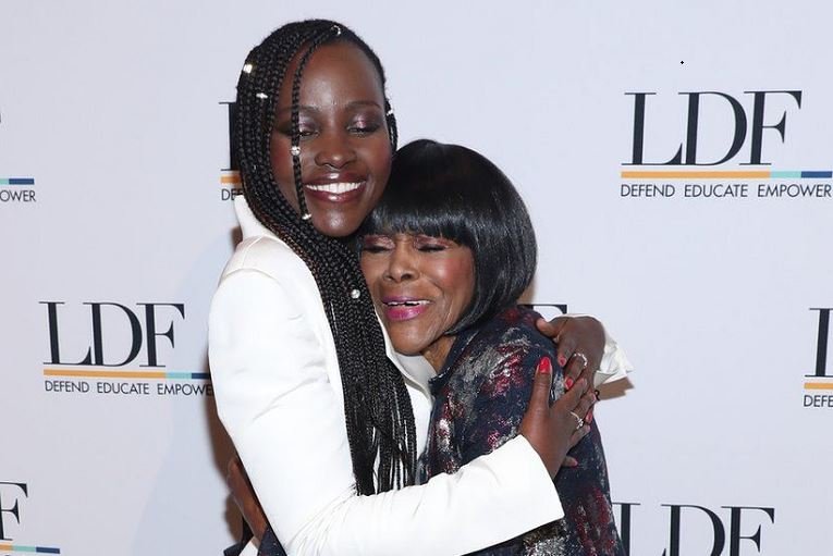 Lupita Nyong'o and Tyson embraced at last year's National Equal Justice Awards dinner in New York