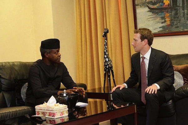 Vice President Yemi Osinbajo and Facebook CEO, Mark Zuckerberg