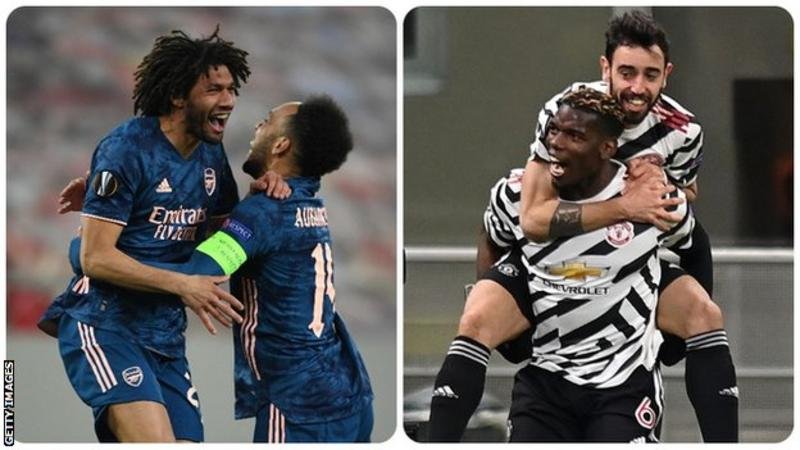 Arsenal's Mohamed Elneny and Manchester United's Paul Pogba were on target in the last 16 Europa League
