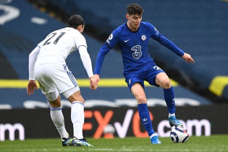 Chelsea's Kai Havertz played as number 9 for most of the game but could not find the back of the net