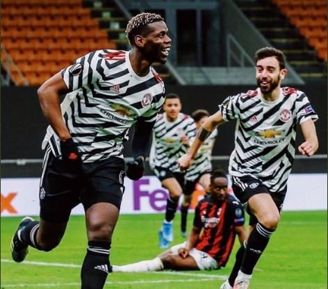 Pogba Celebrates Man Utd winning goal against AC Milan