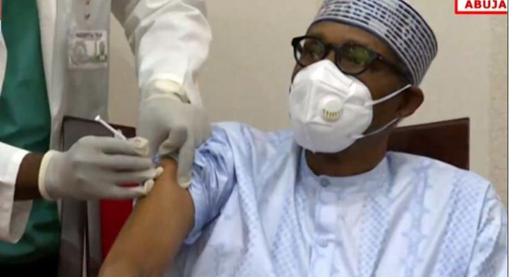 Nigeria's President Buhari receives the Oxford AstraZeneca COVID-19 Vaccine
