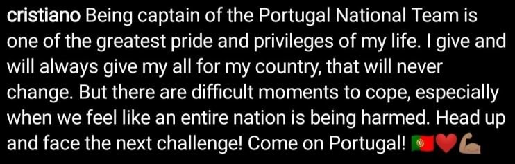 Ronaldo's post on instagram
