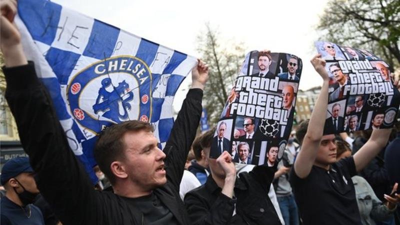 Chelsea's intentions to league the European Super League game as fans protested their involvement outside the Stamford Bridge