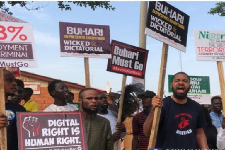 Anti-Buhari Protesters were dispersed with teargas by the Nigeria Police