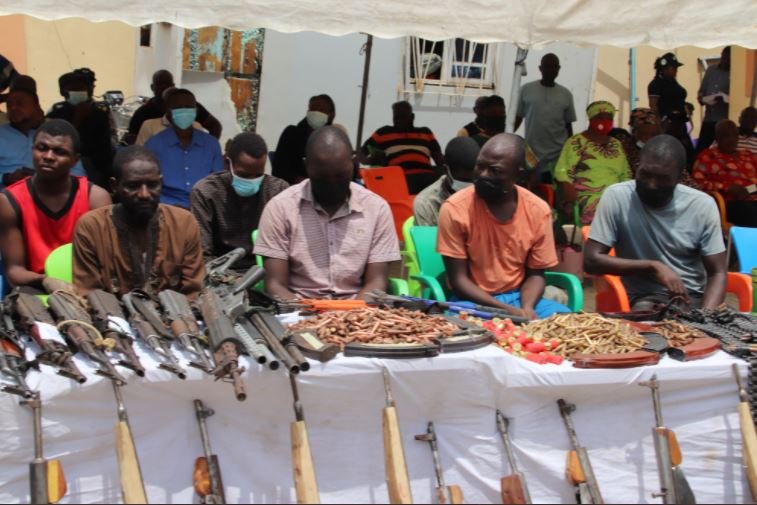 Nigerian Police parade some of the 84 notorious criminals arrested for banditry, kidnapping, etc