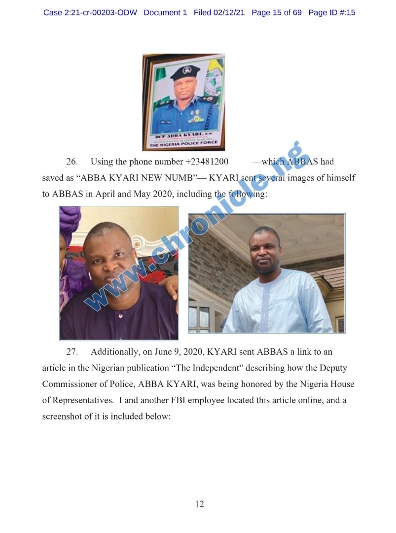 Excerpt from the court document reveals Abba Kyari's involvement with Hushpuppi