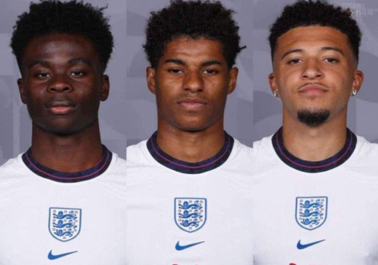 England players Bukayo Saka, Marcus Rashford and Jadon Sancho were racially abused after all three of them lost the penalties