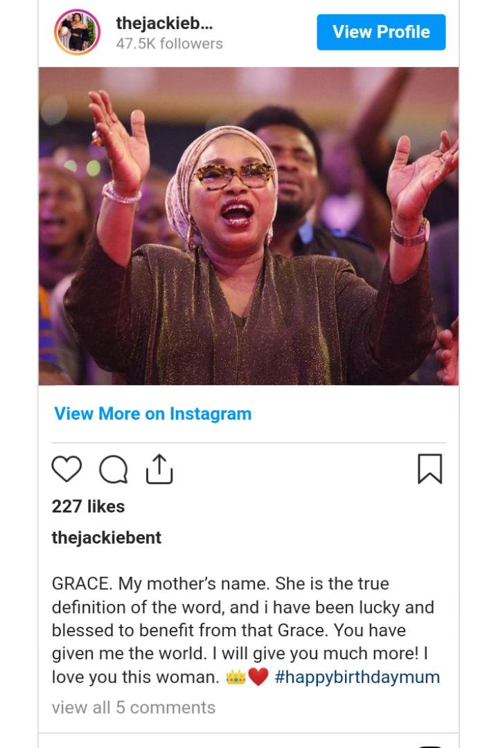 Jackie B eulogizes her mother on her birthday