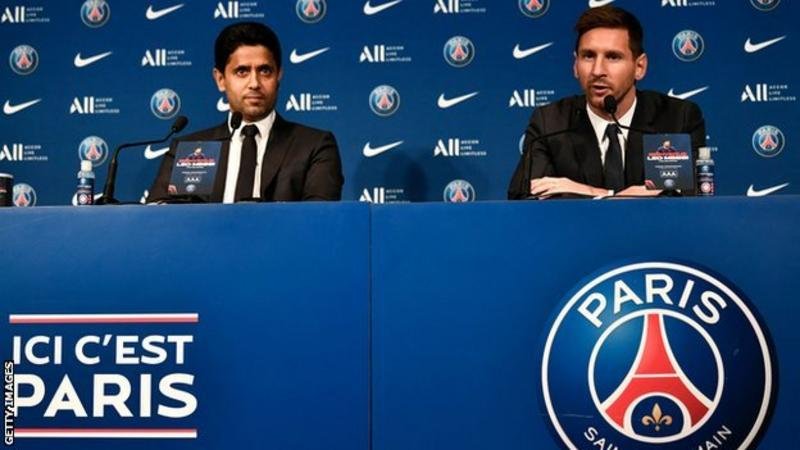 Lionel Messi spoke to reporters at the Parc des Princes alongside PSG president Nasser Al-Khelaifi
