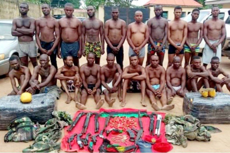 Suspected IPOB fighters paraded by the police