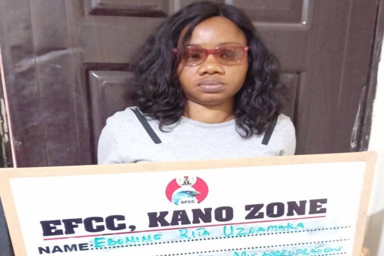 Ebonine Rita Uzoamaka was arraigned by the EFCC for N5.6m fraud in Kano
