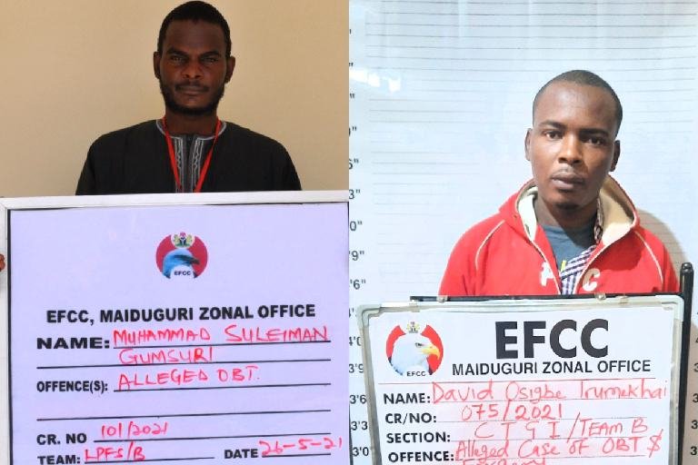 David Osigbe Irumekhe and Muhammad Suleiman Gumsuri were arraigned for contract scam in Maiduguri EFCC