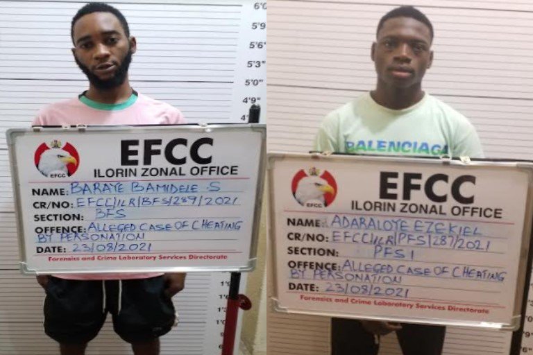 Adaraloye Ezekiel and Baraye Bamidele Saoban were jailed for love scam in Ilorin