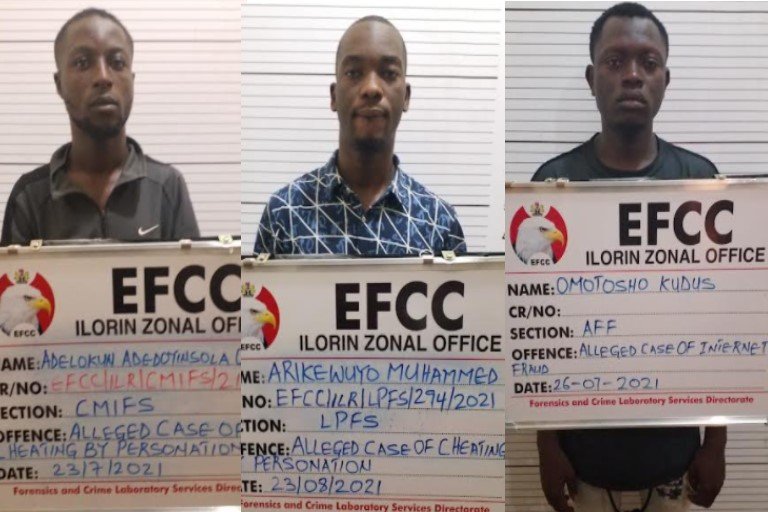 Adelokun Adedoyinsola Olamide, Omotosho Kudus and Arikewuyo Muhammed were jailed for fraud in Ilorin