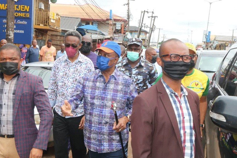 Anambra state Governor, Willie Obiano led the protest on Monday against IPOB sit-at-home order