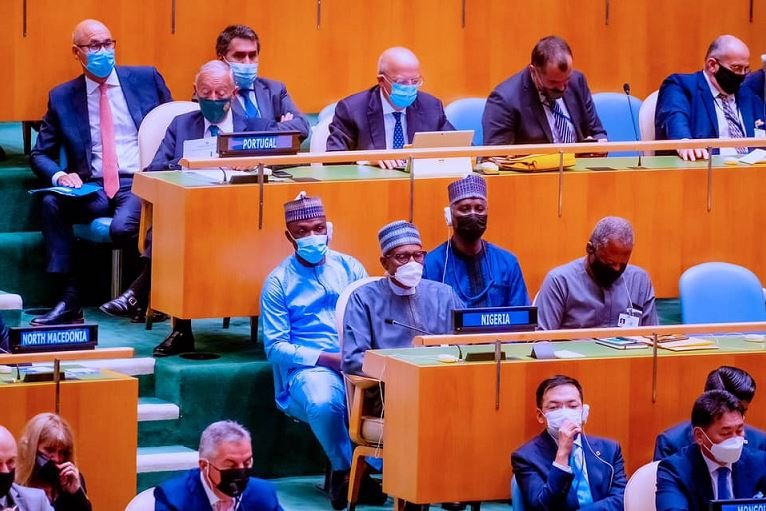 President Muhammadu Buhari at the UN General Assembly in New York