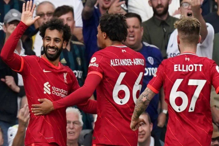 Salah celebrates 100th premier league goal